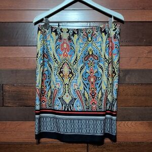 Sunny Leigh Multicolor Paisley Print Knee-Length Women's Skirt